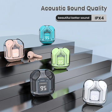 Air31 Wireless Bluetooth Headset Transparent Digital Display Bluetooth 5.3 Headphone Noise Reduction TWS Earbuds Sports Music